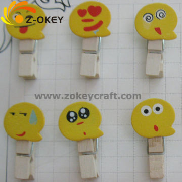 lovely QQ expressions silk screening wood clips