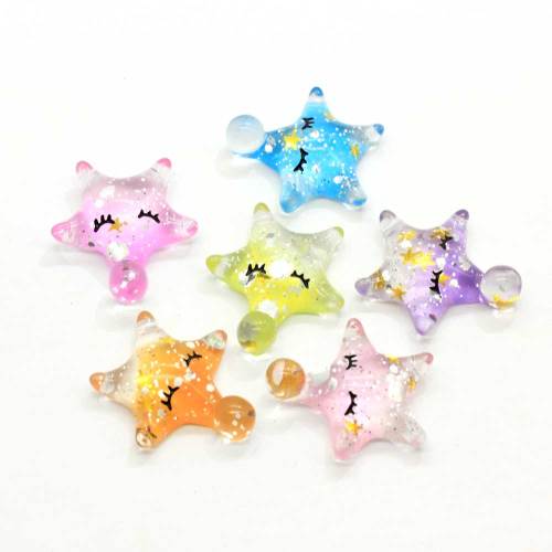 21mm Glitter Star Rhinestone Flat Back Resina Slime Charms para arcos DIY Scrapbooking Phone Decor