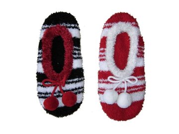 Ladie's glitter tactel stripe maryjane w/PomPom