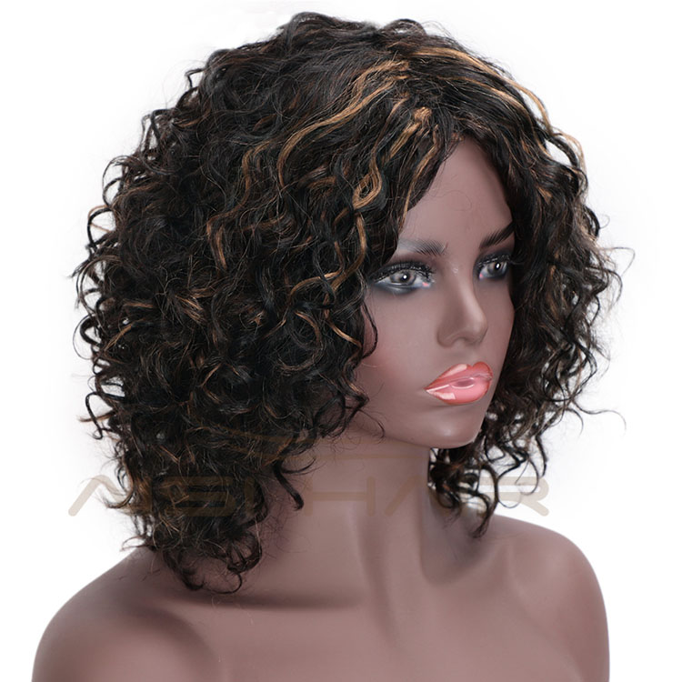 Aisi Hair Wholesale Cheap Mixed Brown Afro Curly Wave 100% Unprocessed Brazilian Human Hair Wig For Black Women