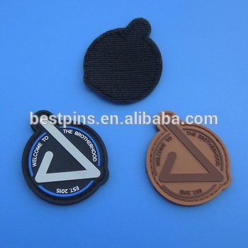 Glow 3D pvc logo label velcro patch, sewing logo patch with velcro backing