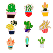 Kawaii Green Plants Potted Enamel Brooch Pins