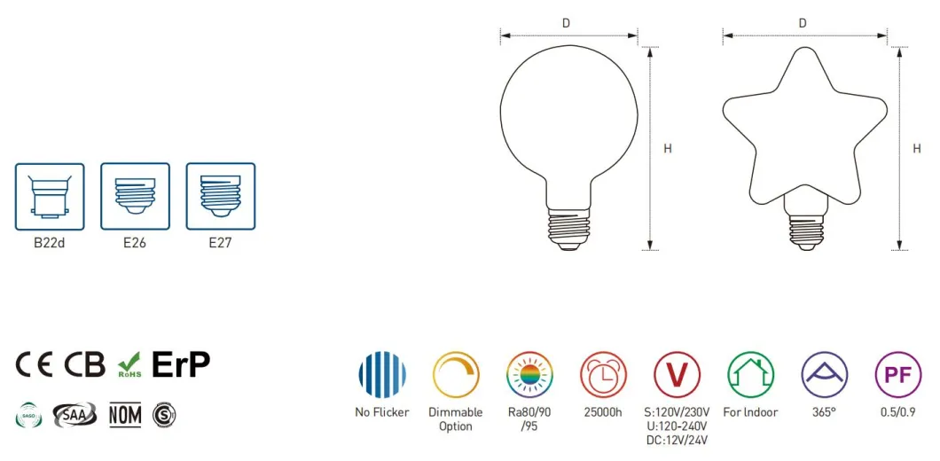 China Supplier Special Shape Large Edison Bulb LED Filament Light