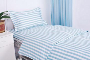 Printed stripe bed linen for hospital