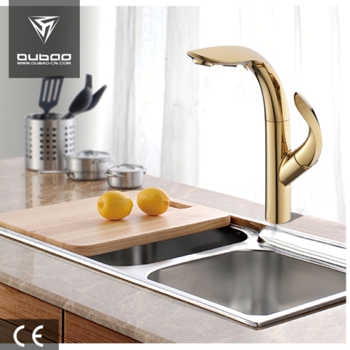 Unique Table Top Pullout Golden Kitchen Faucet Taps