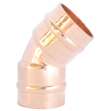 Cotovelo de cobre com anel de solda 45 °