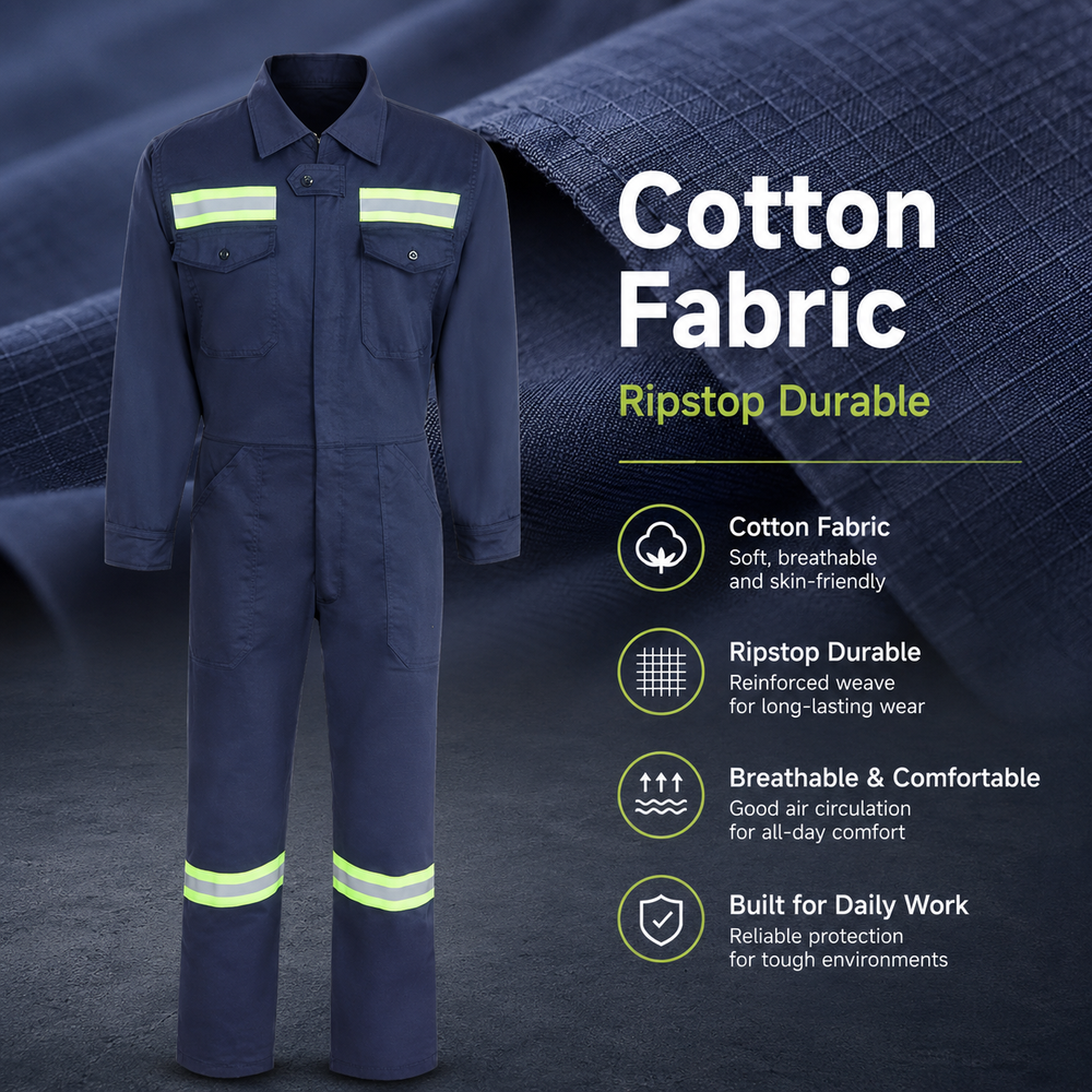 Защитный комбинезон из полиэстера Ripstop со светоотражающей лентой Ripstop Polyester Reflective Tape Safety Workwear Coverall