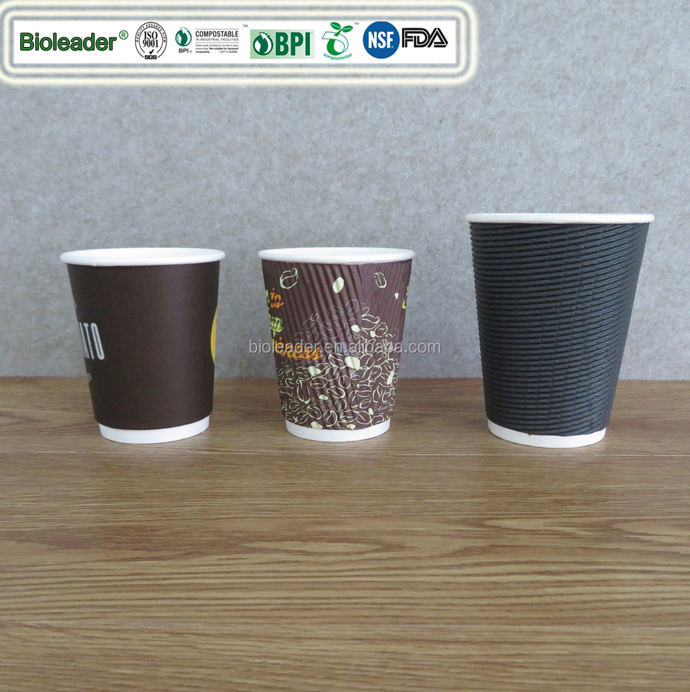 Biodegradable Printed Disposable PLA lined Paper Coffee Cups