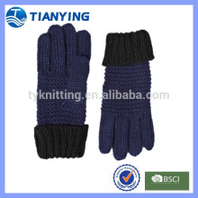 female stylish acrylic winter warm plain thick knit gloves