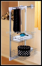 Jaynaside sliding pull out two tier wire basket for sundries for closet