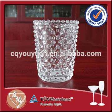 cheap fancy embossed flint glass candle cup 220ml (8oz) customised candle holders