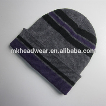 Stripe Desgign Winter Beanie 100 Acrylic Cuff Beanie