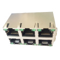 RJ45 2X3 PORT MIT LED EMI 8P8C