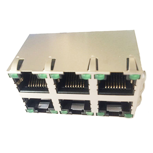 PORT RJ45 2X3 Z LED EMI 8P8C