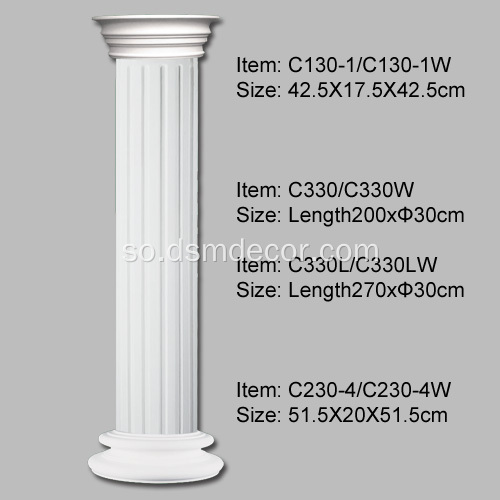 30cm Dhexroorka PU Roman Fluted Column