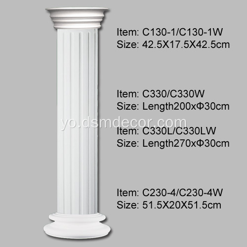 30cm Opin PU Roman Fluted Ọwọn