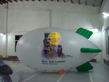 White Reusable Versatile Inflatable Advertising Helium Zeppelin With Digital Printing