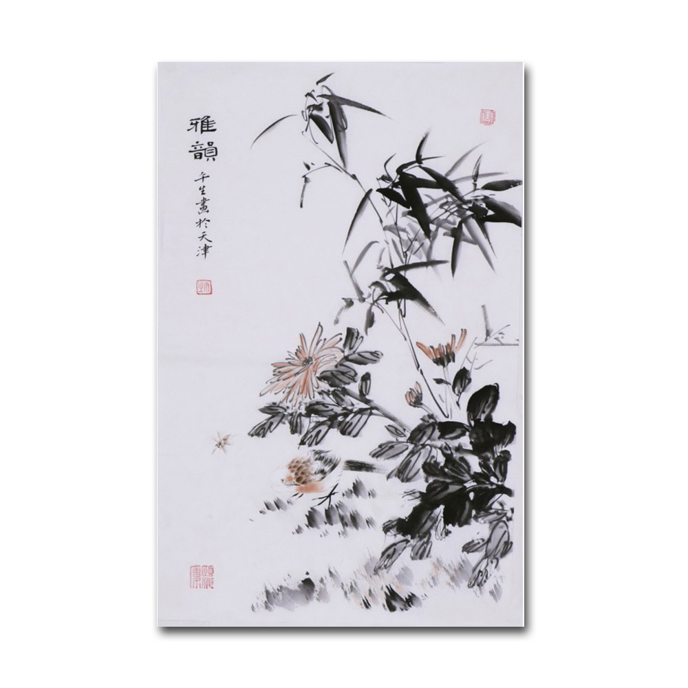 Handmade Natural Scenery Birds Landing on The Branch Flower Chinese Ink Painting Art Decor