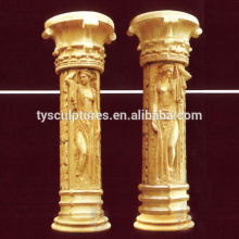 Hand carved greek lady decorative stone columns