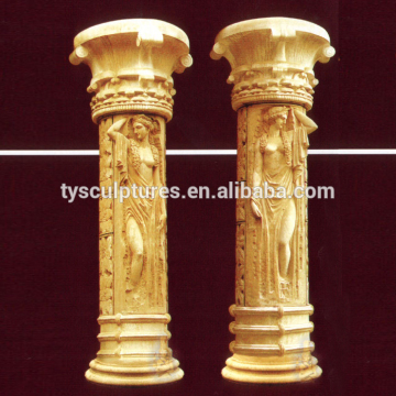 Hand carved greek lady decorative stone columns