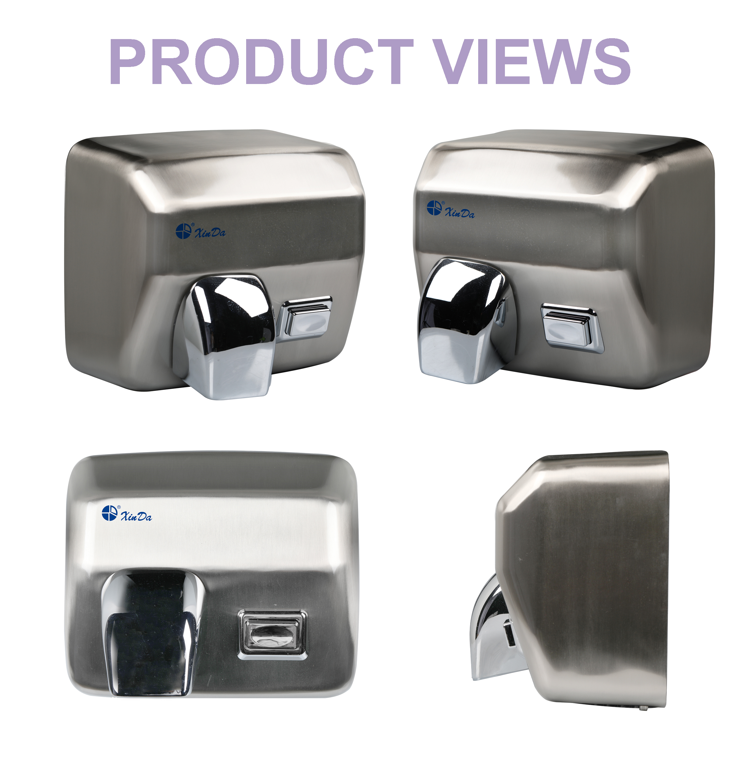 Secador de manos con botón pulsador de acero inoxidable Stainless steel push button hand dryer