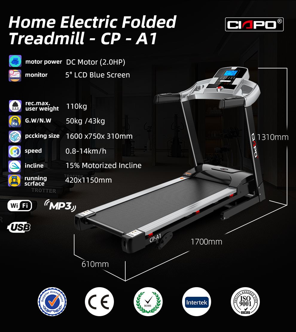 Electric Folding Treadmill Pliegue de la cinta de correr Motorized Running Machine for Home Use Cheap