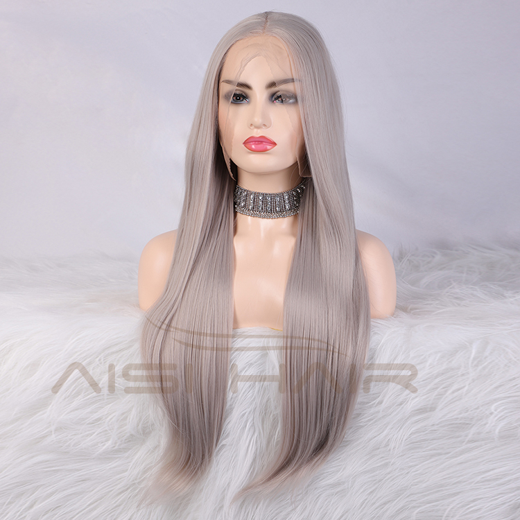 Aisi Hair Long Silky Straight Lace Front Wig Middle Part Swiss Lace Wigs Hign Quality Synthetic Hair Lace Front Wigs For Women