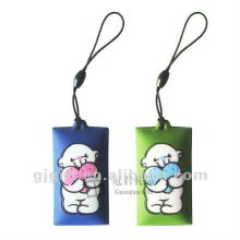 2015 customized soft rubber mobile phone keychain/screen cleaner