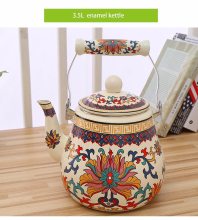 Classical Decal Kitchenware Enamel Teapot Kettle