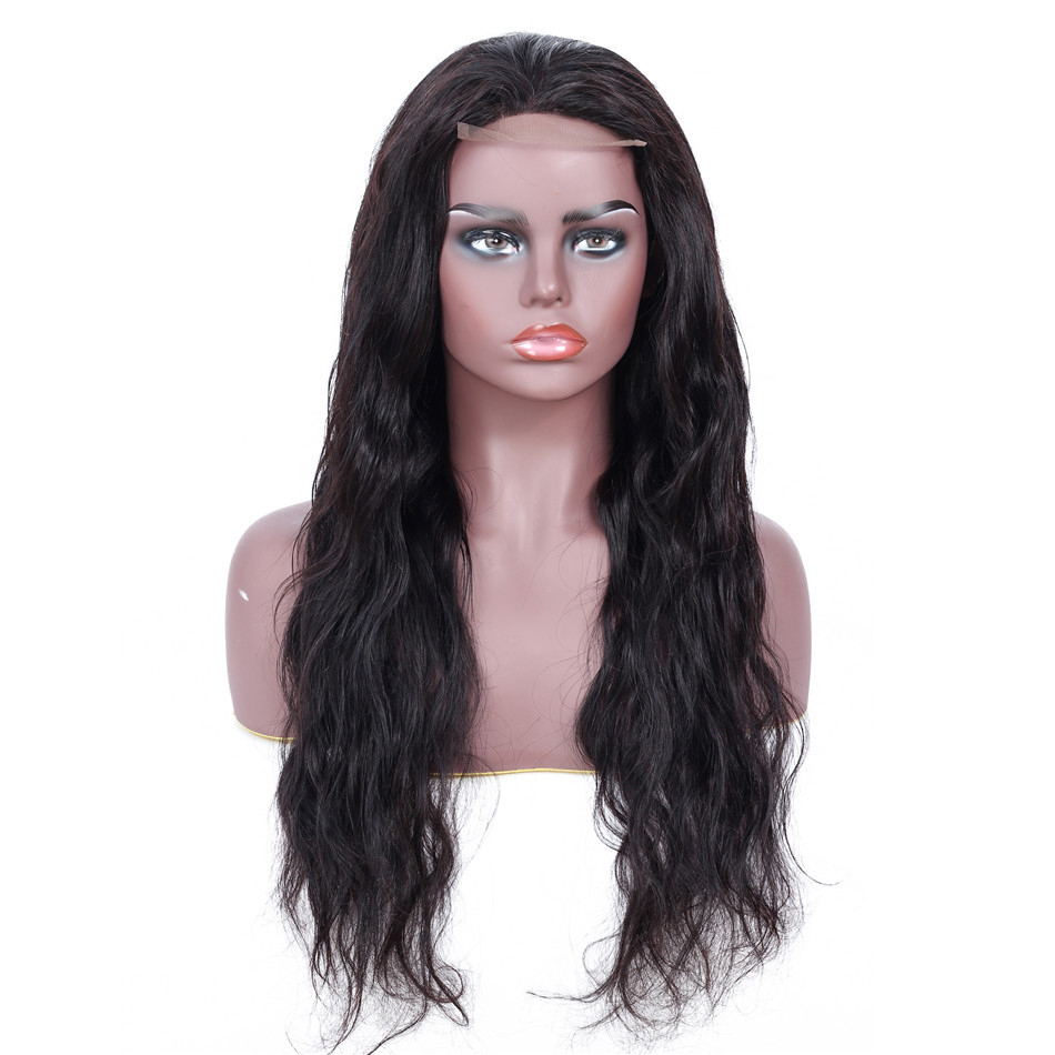 Peruvian cuticle aligned body wave closure lace wig human hair closure wig