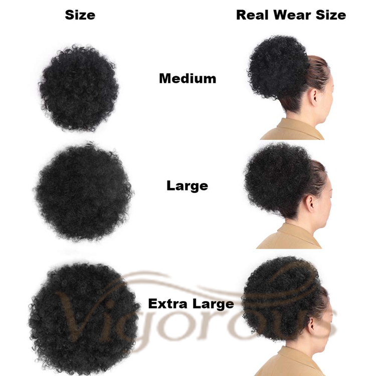 Cheap Price Short Afro Kinky Curly Puff Bun Drawstring With Clips In Fluffy Bun Synthetic Hair Chignon Extension For Black Women