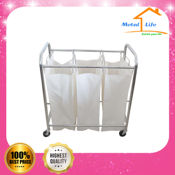 Metal laundry cart with wheels dirty clothes storage hampers