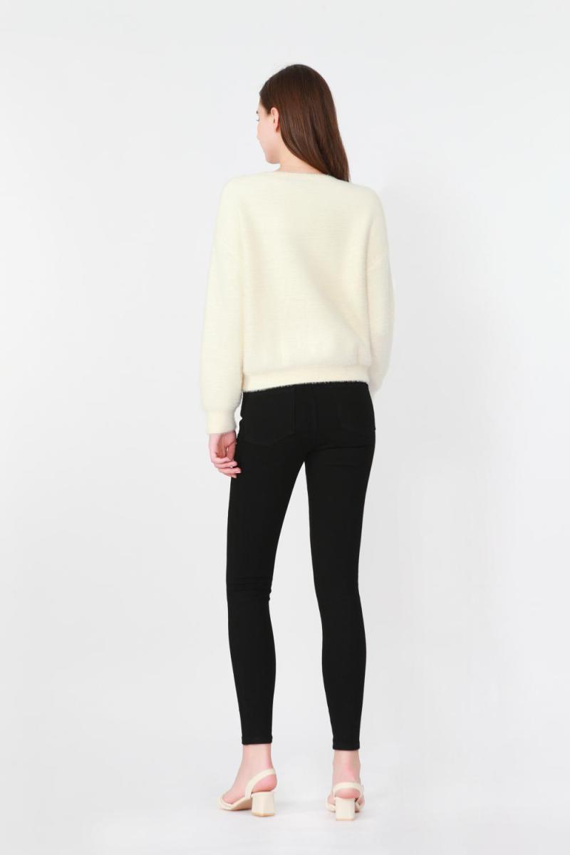 Buttoned Knitted Wool Long-sleeeved Sweater