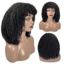 High density ongolian afro kinky curly natural afro puff wigs, afro human hair wigs, afro wig human hair
