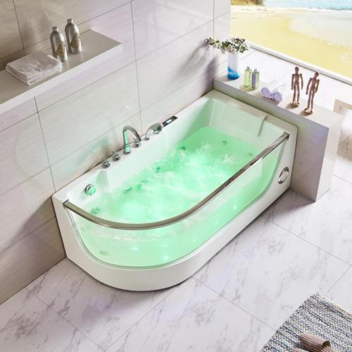 hot selling indoor air bubble air jet massage spa tub with glass