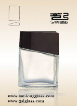 rectangular custom glass perfume empty bottle with black cap