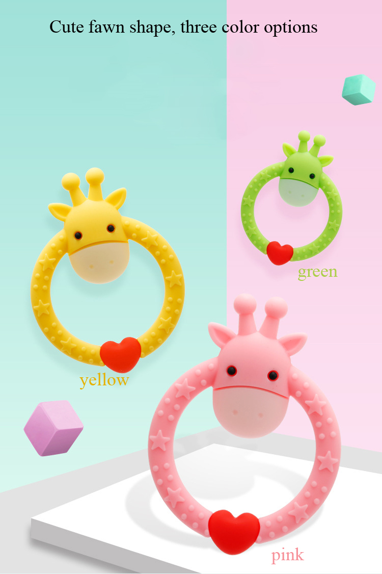 Fawn Food Grade Silicone Non Toxic Infant Chew Best Silicone Funny Cute Baby Safe Teether Newborn Molar Teething Toy