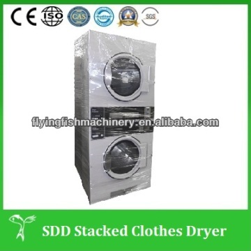 Double stack washer and dryer for laundry shop