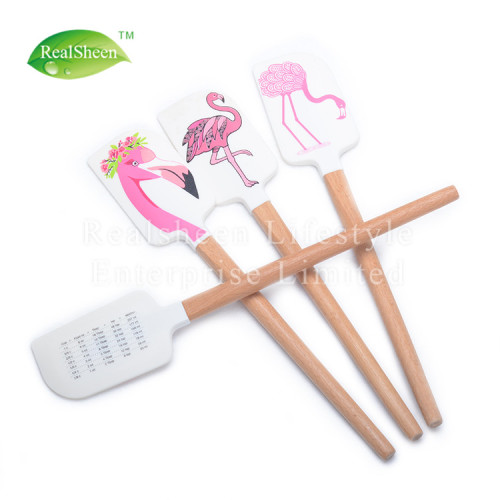 Spatule en silicone à motif de Noël avec manche en bois