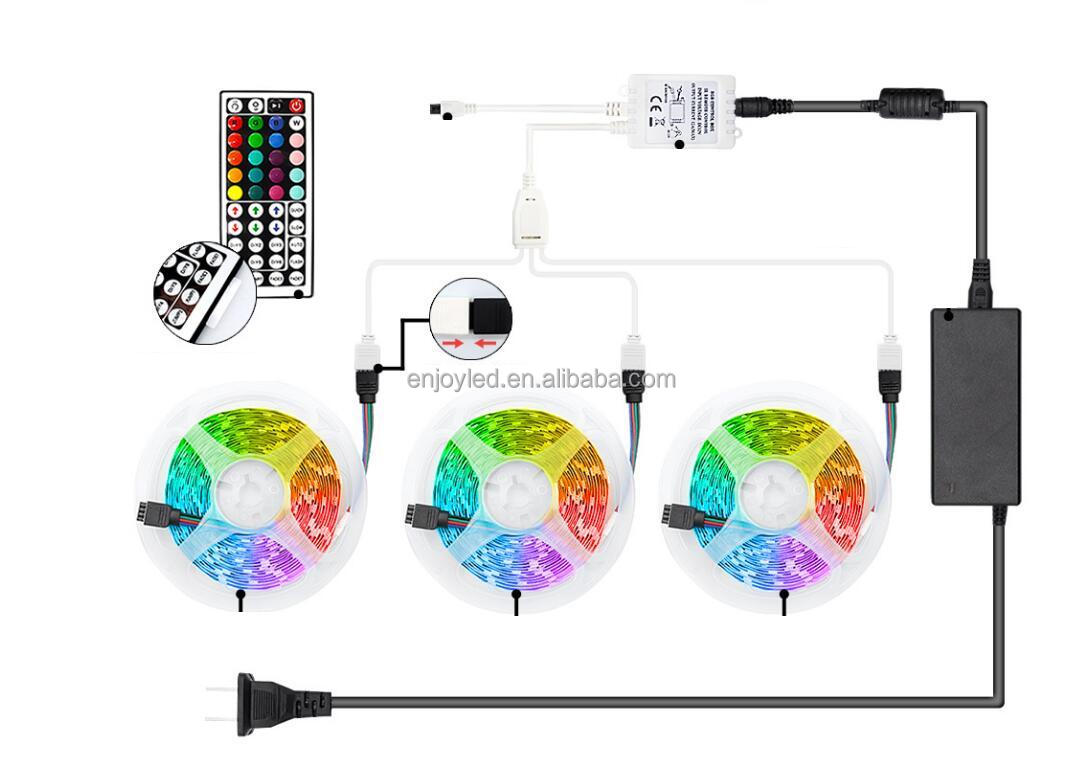 32.8ft 10m RGB 300LEDs waterproof Light Strip Kits with infrared 44 Key for home decoration