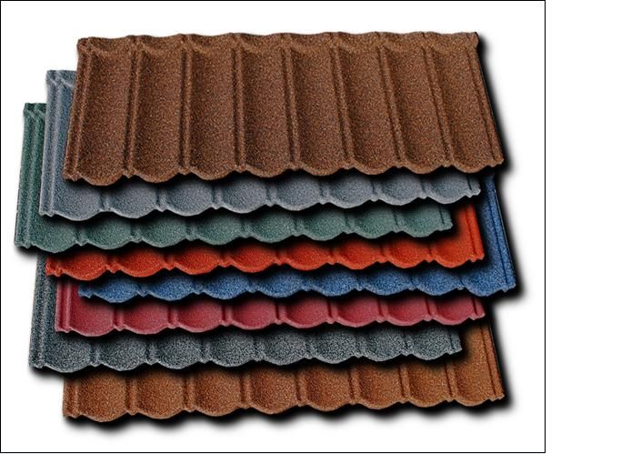 Colored  stone chips  coated metal roof tile for building material