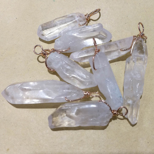 Natural chakra drusys stone quartz pendant Raw ore white crystal column point healing crystals diy jewelry making 12pcs