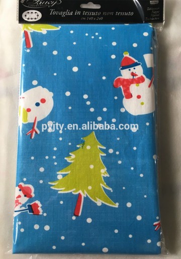 New design snowman oem christmas festival blue table cloth