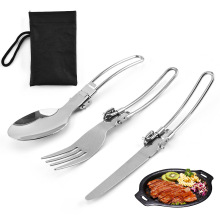 Stainless Steel 3-Piece Folding Camping Picnic Cutlery Set
