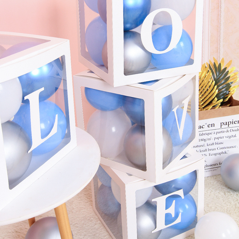 Baby Shower Balloons supply DIY A-Z Letter Balloons Box Transparent Name Box First 1st Birthday Party Decor Macaron Balloons Box