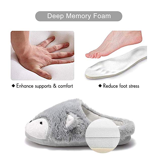 Women Cute Animal Slippers Fox Comfort Plush Memory Foam Warm House Slippers Indoor Outdoor