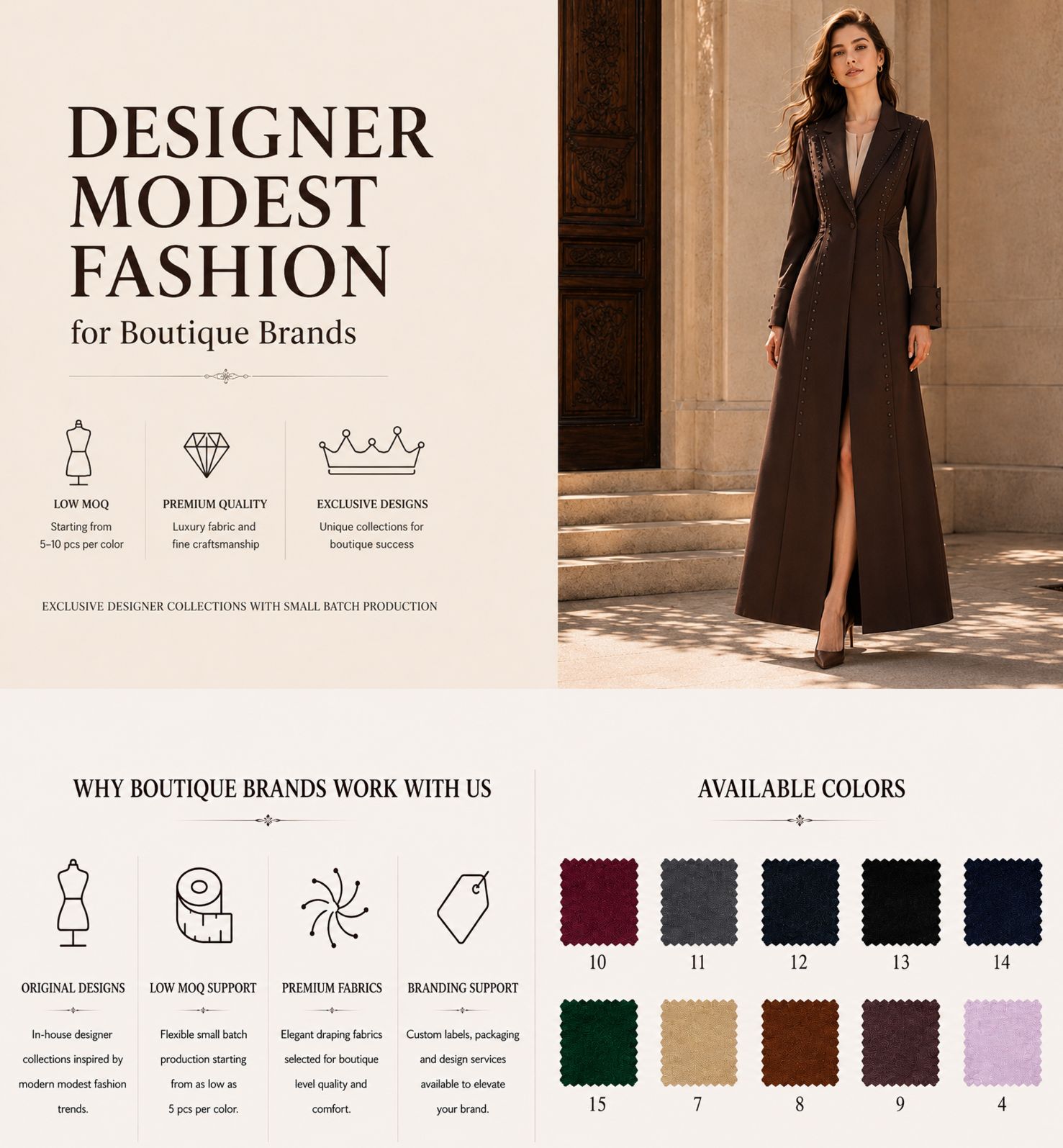 نمای کلی محصول لباس بلیزر بلند تزئین شده قهوه ای brown embellished long blazer dress product overview