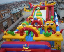 cartoon style inflatable fun city for kids, commercial fun city