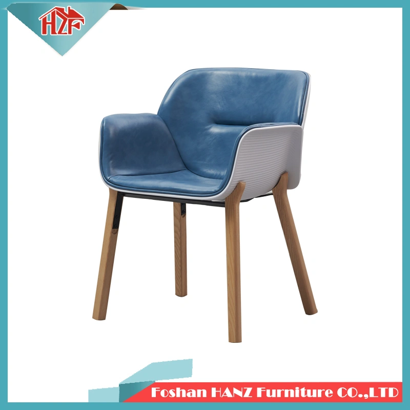 Hz-B316 Blue PU Leather Seat Black Metal Leg Dining Chair