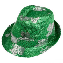 Glittering Green Sequin Fedora Hat - Classic St. Patrick's Day Irish Leprechaun Costume Accessory